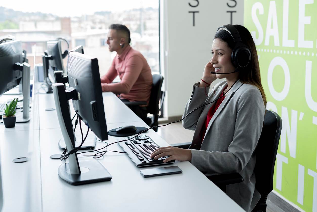 Customer Service worker at her desk